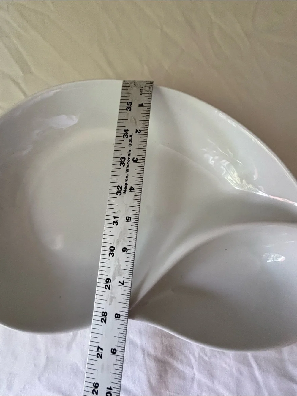 Crate & Barrel White Double-Section Ceramic Serving Platter